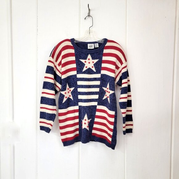 Vintage Stars and Stripes Americana Pullover Cotton Sweater - Picture 4 of 5
